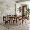 Saar Teak Wood 6 Seater Dining Table with 6 Saar Teak Wood Dining Chair (Finish: Espresso Teak, Colour: Macadamia Brown)