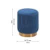 Doe Buck Damato Luxury Velvet Round Ottoman in Blue Colour with Gold Base