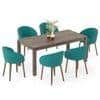 Atlas Solid Wood 6 Seater Dining Table with 6 Meryl Lounge Chair
