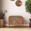 Nina 4 Pairs Solid Wood Shoe Cabinet With Seat In Amber Walnut Finish Olive Leatherette
