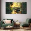 The Castle Decor Kerala Boat Wall Painting Wooden Framed 27x48 Inch (Style 3)