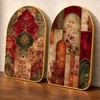 Mughal Architecture Floral Wall Art Painting Set of 2 with Gold Frame 16 x 24 Inch