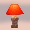 Devansh Conical Orange Cotton Shade Lamp With Wood & Mosaic Glass Base For Decoration/Office/Home/Gifting/Study For Decoration/Office/Home/Gifting/Study -(10X10X14.5) Inches -A