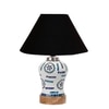 Devansh Conical Black Cotton Shade Lamp With Wood & Mosaic Glass Base For Decoration/Office/Home/Gifting/Study For Decoration/Office/Home/Gifting/Study -(10X10X14.5) Inches -A