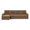 Apollo Compact Sofa (Colour : Fawn Velvet, Cushion : Soft, Back Type : High Back, Seating Capacity : Left Aligned 3 Seater + Left Aligned Chaise + Ottoman)