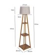 Stool Teak Polish Floor Lamp in Beige Shade