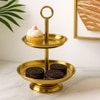 Metalsmith Two Tier Serveware Stand with Ring Handle Gold Finish