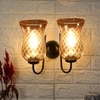 Devansh Metal Electric Wall Light in black Colour with Lavender Shade Count of 2 Lights