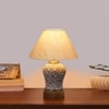Devansh Conical Off White Cotton Shade Lamp With Wood & Mosaic Glass Base For Decoration/Office/Home/Gifting/Study For Decoration/Office/Home/Gifting/Study -(10X10X14.5) Inches -A