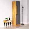 Hexa Red Wooden 1 Door Wardrobe with 2 Drawers and Hanging Space in Giant Wood and Slate Grey Colour