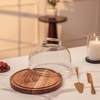 Ireka Homes Sweet Vault Acacia Wood Cake Stand with Glass Dome