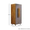 Hexa Red Wooden 2 Door Wardrobe with Drawer and Hanging Space in Giant Wood and Slate Grey Colour
