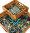 Mystic Mandala Wooden Tray Set – Set of 2
