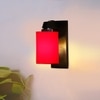Devansh Solid Wood Electric Wall Light in Brown Colour with Red Shade Count of 1 Light