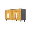 Hexa Red Multipurpose Storage Cabinet With 2 Drawer 4 Door in Slate Grey And Giant Wood Colour