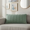 Colette Granite Green Cotton Knitted Cushion Cover 12X20 Inches