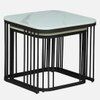 Furnamet Square Metal Nesting Coffee Table Set Black Finish White Porcelain Top Set Of 2