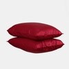 Stoa Paris Satin Pillow Covers,  Premium Plain Pillow Cover Set of 2, 68L x 45W cms - Flirty Red