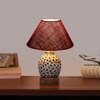 Devansh Conical Maroon Jute Shade Lamp With Wood & Mosaic Glass Base For Decoration/Office/Home/Gifting/Study For Decoration/Office/Home/Gifting/Study -(10X10X14.5) Inches -A