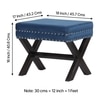 Rosslyn Sheesham Wood Accent Set of 2 Ottoman Pouffees in Navy Blue Velvet, Dark Mahogany Finish