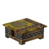 Desert Art MDF Hand Painted Yellow Tea Coaster Set with 6 Coasters and Holder