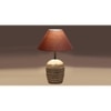Grey cotton with White Brushed Wood Table Lamp