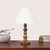 Devansh Off-White Cotton Vintage Straight Pleated   Lamp With Wood Base  (12X12X17)