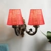 Devansh Metal Electric Wall Light in Antique Gold Colour with Pink Shade Count of 2 Lights