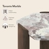 Kanso Hexagon Toronto Marble and Solid Wood Side Table in Danish Walnut Finish
