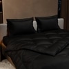 Stoa Paris Comforter Set Double Bed, 300TC Satin Double Bed Comforters in Midnight Black