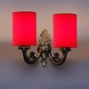 Devansh Metal Electric Wall Light in Antique Gold Colour with Red Shade Count of 2 Lights