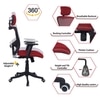 Dreaceo High Back Ergonomic Chair in Red Colour