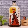 Hand Painted Laurentia Red White Glass Shade Table Lamp with Wooden Base
