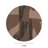 Handmade Round Wool Rug Modern Abstract Brown Beige 4 Feet Carpet
