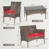 Carry Bird Wicker Patio Furniture Accessorie 4 Seater Sets In Grey And Red Colour