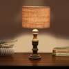 Devansh Beige Jute Table Lamp With  Wood Natural Base (7X17.5 Inches)-9