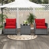 Carry Bird Wicker Patio Furniture Outdoor Balcony Chairs In Grey And Red Colour