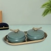 Metalsmith Metal Serveware Box Set of 3 with Tray Green Finish