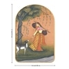 Rajasthani Peacock and Women Wall Art Painting Set of 2 Gold Frame 16 x 24 Inch