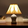 Devansh Off-White Cotton Shade Curtain  Lamp With Wood & Mosaic Glass Base For Decoration/Office/Home/Gifting/Study For Decoration/Office/Home/Gifting/Study