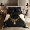 Stoa Paris Satin Comforter, 300TC Comforters for King Size Bed or King Black - Ivory White Gold