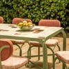 Dastoori Ceramic Tile Outdoor Dining Table with Six Chairs in Beige Colour