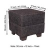 Iris Solid Wood Pouffee in Jute Black Fabric