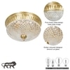 Telmor 2-Light Flush Mount Ceiling Light In Antique Brass Finish With Clear Star Diamond Cut Glass