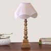 Devansh Off-White Cotton Vintage  Lamp With Wood Base (12X12X23.25)