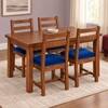 Globally Indian Sarala Solid Sheesham Wood 4 Seater Dining Table Set 4 Chairs Navy Blue
