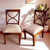 Newport Sheesham Wood Dining Chair in Beige Velvet     HONEY FINISH