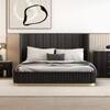 Opus Engineered Wood King  Size Bed With Hydraulic Storage (Walnut Brown Finish)