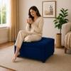 Doe Buck Tufted Storage Ottoman Bench in Mustard Blue Colour Fabric
