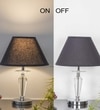 Viso Chrome Finish Metal And Clear Crystal Glass Table Lamp With Black Cotton Shade